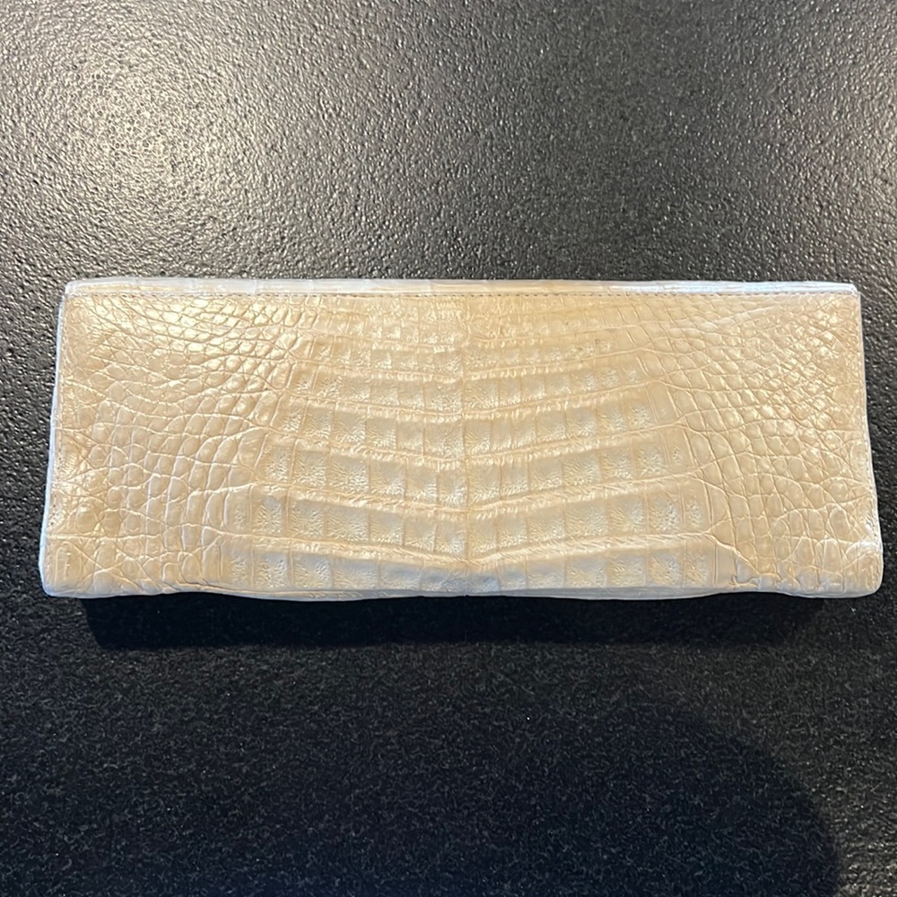 Elegant Cream Croc-Embossed Clutch